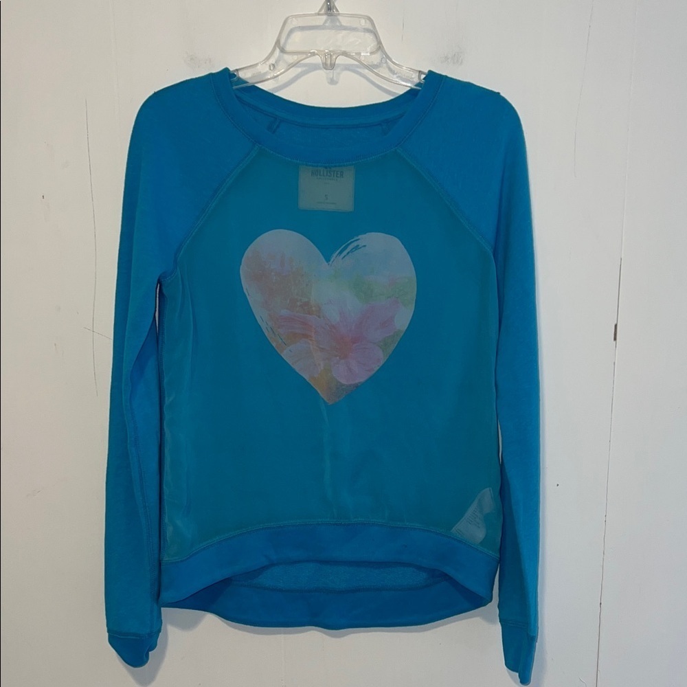 Hollister Teal Long Sleeve with Shear Heart Graphic 071426